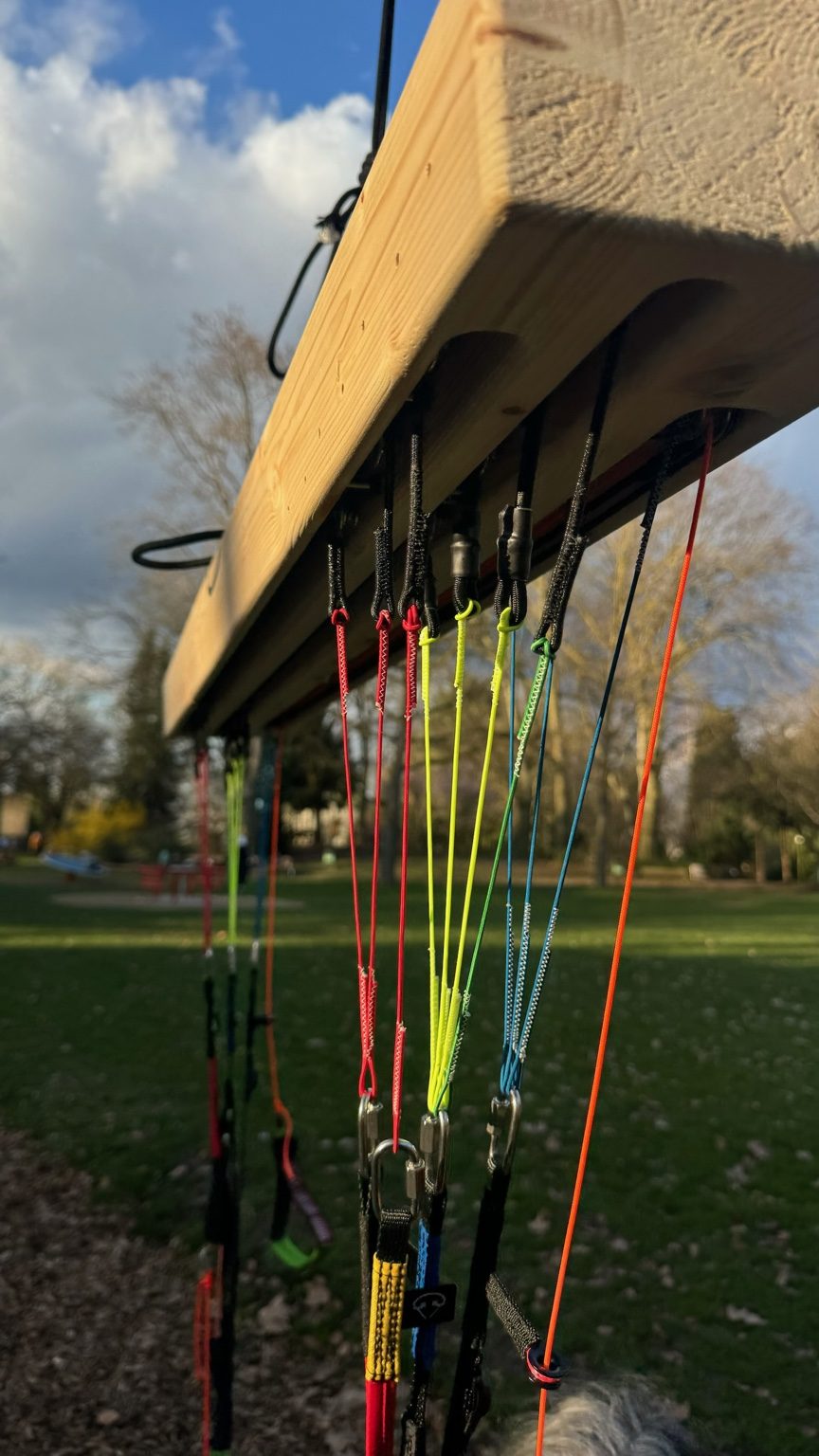 Detail der Leinen und Steuerung